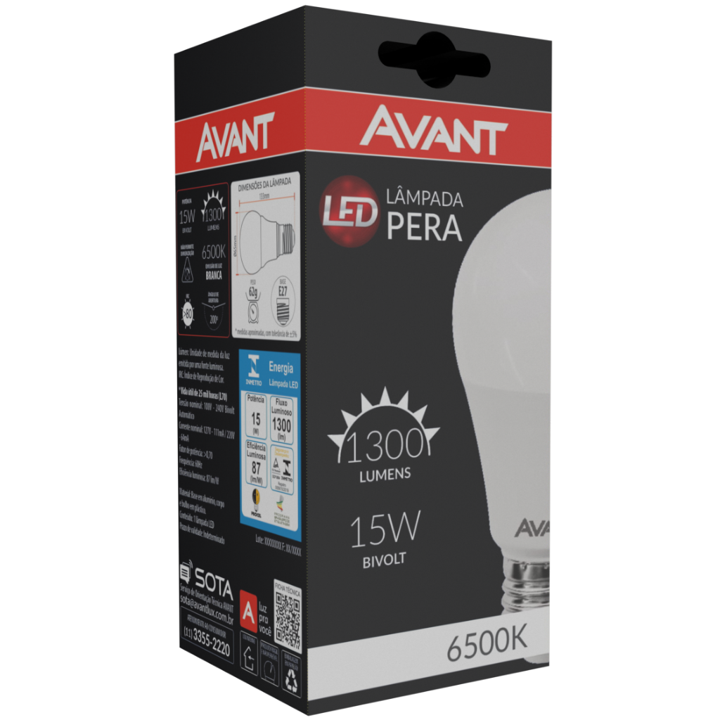 Kit 10 Lâmpadas Led Pêra 15W Bivolt Branco 6500K