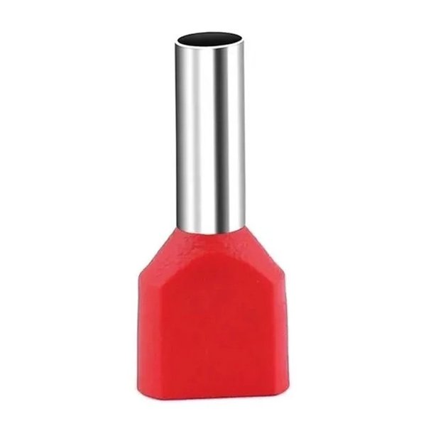 Terminal Pré-Isolado Pino Tubular Duplo10,0mm² - Vermelho - 50 Unidades