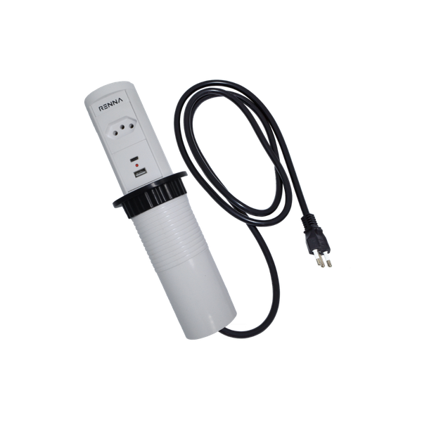 TORRE DE TOMADA AUTOMÁTICA C/1 TOMADA + 2 USB BRANCO